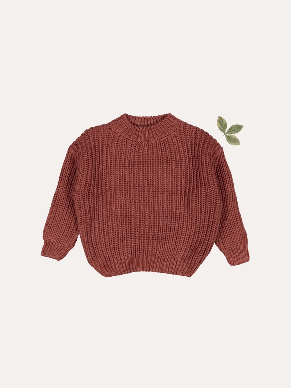 Girls Classic Chunky Knit Sweater - Rust